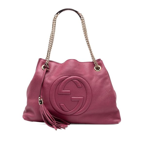 Gucci Handbags - GUCCI Authentic Purple Leather Shoulder Bag